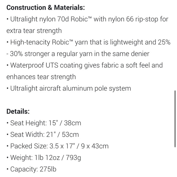 Big Agnes Skyline Ultralight Backcountry Chair - Picture 5 of 5